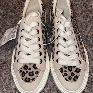 Zara Leopard Print Kids Sneakers - Black and Cream
